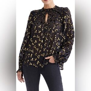 7 For All Mankind Seven Pintuck Metallic Blouse